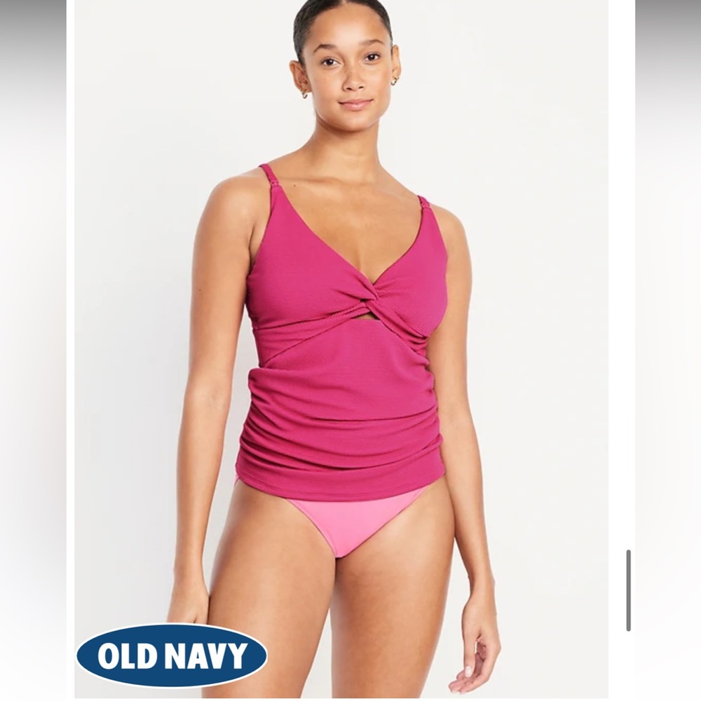 NWT Old Navy POLARIZED Pink Maternity and‎ Nursing twist front Tankini XL
